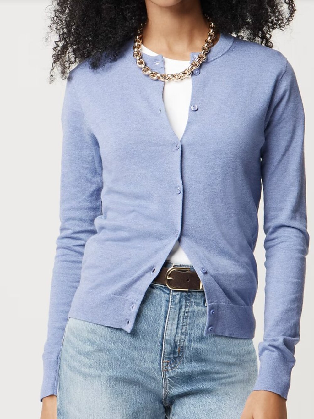 NEW NWT J. Crew Factory Classic Cotton Cardigan Color: Heather Fresh Orchid - Picture 2 of 3